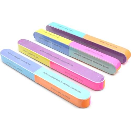 New 10 Pcs Neon Color 7 Side Nail File Buffing Block Nail Art Sanding Buffer Files Professional Nail FIles Tools Multi Function