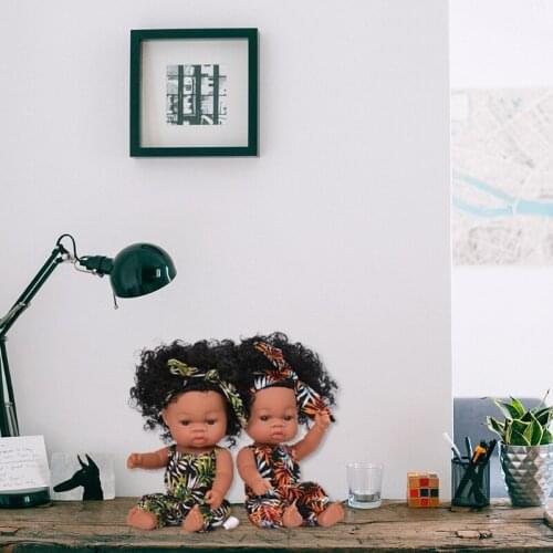 19 Inch Doll Re-born Baby Girl Realistic Vinyl Full Body African Black Skin Girl Doll for Kids Age 3+ Best Birthday Gift