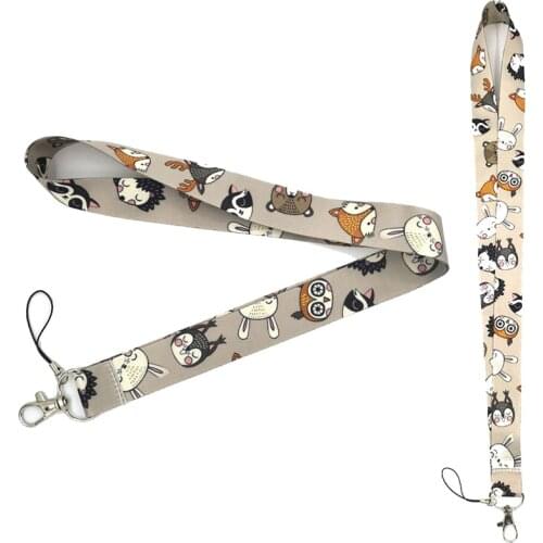 24pcs Cartoon animals Neck keychain necklace webbings ribbons Anime Neck Strap Lanyard ID badge holder Keychain Lanyards gifts