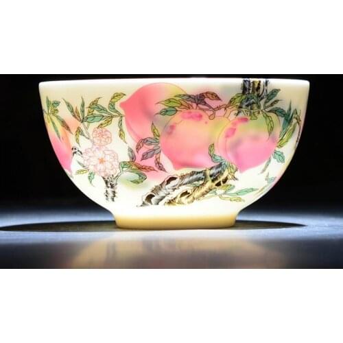 5/6/7/8inch Jingdezhen Enamel Color Ceramic Ramen Bowl Peach Bowls Fruit Salad Bowl Kitchen Utensils Porcelain Tableware Chinese