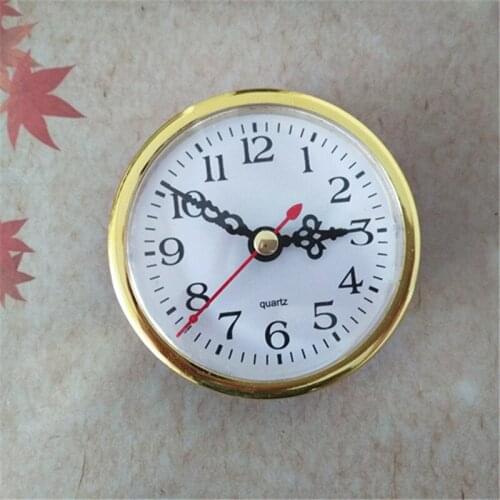 5PCS/Lot QUARTZ CLOCK FIT-UP/Insert Gold Trim Arabic Numeral White Face Insert Head Quartz Clock Movment