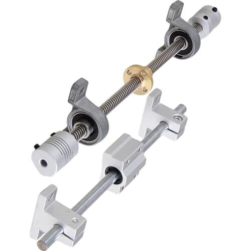 8mm Lead Screw L300mm Shaft Optical Axis&Pillow Block Bearings Slide Block with Dual Rail Shaft Support &Flexible Shaft Coupling