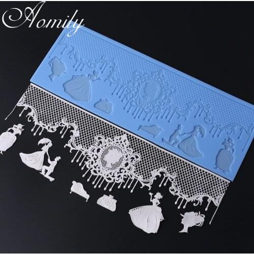 Aomily Lace Romantic Proposal Pattern Wedding Cake Silicone Beautiful Lace Fondant Mold Mousse Sugar Craft Icing Mat Pad Pastry