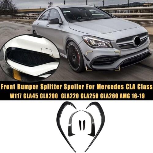 AU05 -6Pcs Carbon Car Bumper Splitter Spoiler Side Air Vent Canard Trim Kit for Mercedes-Benz CLA CLA200 220 250 260 2016-2019