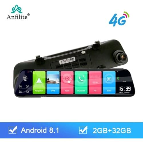 Anfilite 4G Car DVR Camera 12 inch Android 8.1 GPS Bluetooth WiFi Dash Cam rear mirror 1080P Video Recorder gps navigation