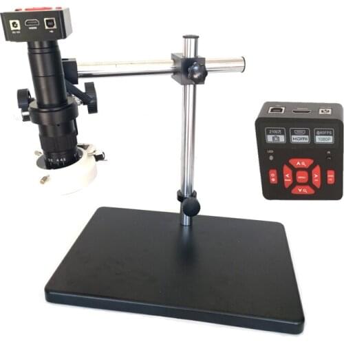 21MP 1080P HDMI Soldering digital video USB Microscope Camera Magnifier zoom 180X 300X C-Mount lens Dual arm support microscope