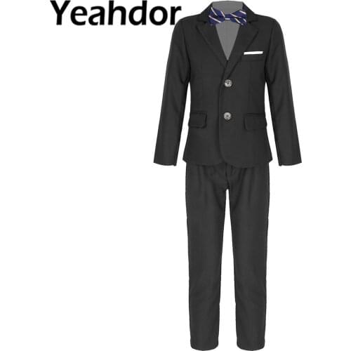Kids Formal Dress Suit Flower Boys Suits for Weddings Blazer Pants Boy Gentleman Outfits Children Birthday Party Dress Sets