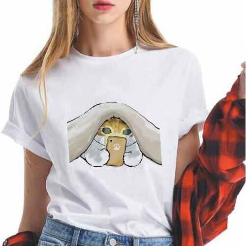 Funny Cat Graphic Teen Fashion T Shirt Women Young Girls Can Do Anything Y2k T-Shirt Harajuku Family Look Brazil Casual Dropship