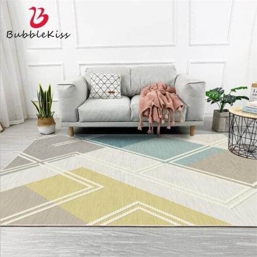 Bubble Kiss Nordic Style Geometric Mosaic Yellow Green Carpets Home Decor Study Room Floor Mat Non-slip Living Room Area Rugs