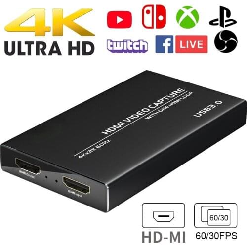4K 60HZ HDMI To USB 3.0 Video 4K Capture Card Dongle HD Video Recorder Grabber For OBS Capturing Game Game Capture Card Live