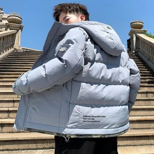 Korean 2021 Winter Warm Jackets Men Parkas Women Oversized Outwear Solid Color Hooded Thicken Coats Parka Men
