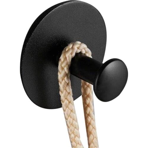 1Pcs Robe Hooks Aluminum Alloy Black Towel Hook Robe Hook Wall Hanger Bathroom Accessory Organizer Clothes Rack Home Storage