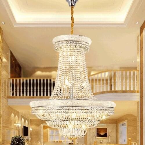 American Crystal Chandelier LED Light Modern Crystal Chandeliers Lights Fixture Hotel Hall Villa Home Big Project Lighting Lamp