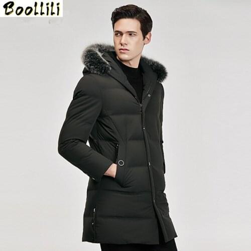 Boollili 90% Duck Down Jakcet Men Real Fox Fur Collar Long Coat Winter Jacket Men Clothes 2020 Thick Parkas Mens Clothing