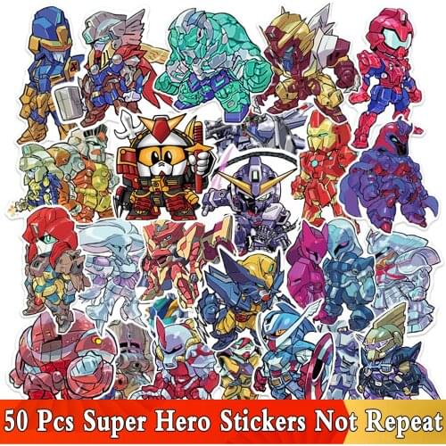 50 Pcs JDM Stickers Super Hero Cosplay Mechanic Stickers Anime for Laptop Luggage Motorcycle Guitar Skateboard Sticker