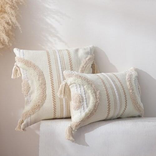 Ivory Tassles Cushion Cover Woven pillow cover Boho Style Tuft for Home decoration Sofa Bed 45x45cm/30x50cm/50x50cm