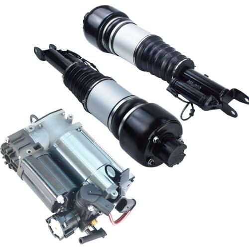 Pair Front Left & Right Air Suspension Shock Strut + Compressor Pu for Mercedes W211 E320 E350 E500 CLS550