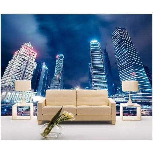 Custom photo 3d wallpaper High-rise building at night background home decor living room 3d wall murals wallpaper for walls 3 d