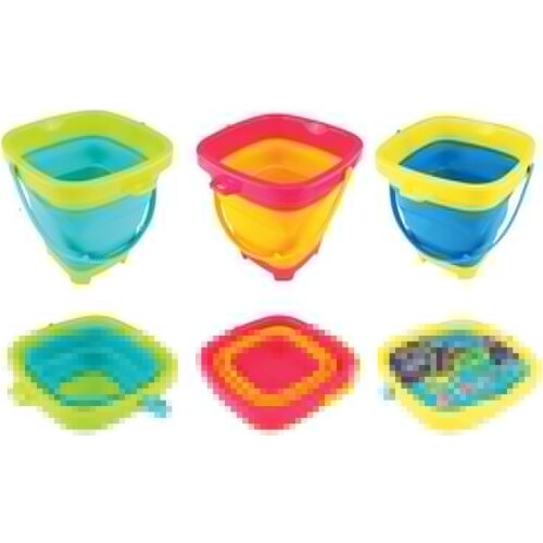 Portable Children Beach Bucket Sand Toy Foldable Collapsible Plastic Pail Multi Purpose Summer Party Playing Storage RandomColor