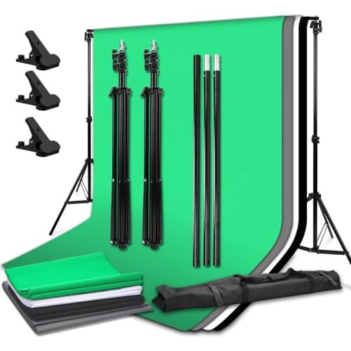 ZUOCHEN Photo Studio Adjustable Backdrop Support Stand Kit 1.6 x 3m Black/White / Green/Gray Backdrop Screen For Photography
