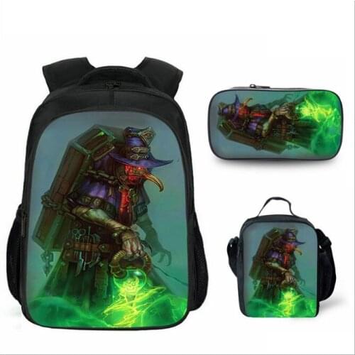 Funny Graphic print Plague Doctor Gears Remix 3D Print 3pcs/Set Backpack men School bags Women bag Travel laptop bag