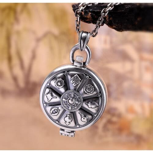 S999 Silver Six Words Mantra Pendant For Men Retro Thai Silver Gawu Box Openable Prayer Pendants buford ga black box Pendant