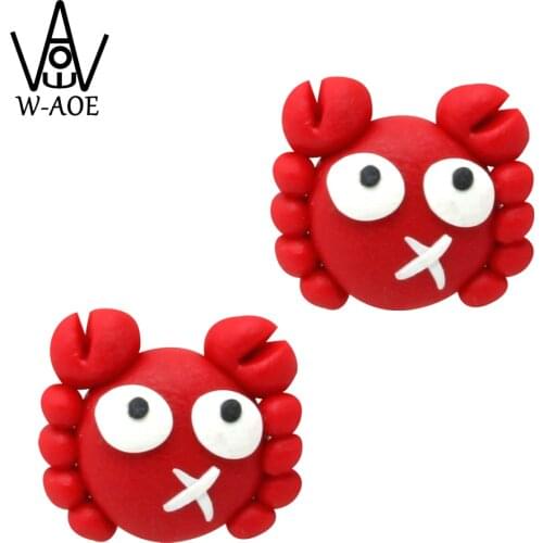 TTPAIAI 30 Brand Handmade Polymer Clay Red Crab Stud Earrings For Women Girl Fashion Cartoon Cute Animal Earring Kid Best Gift