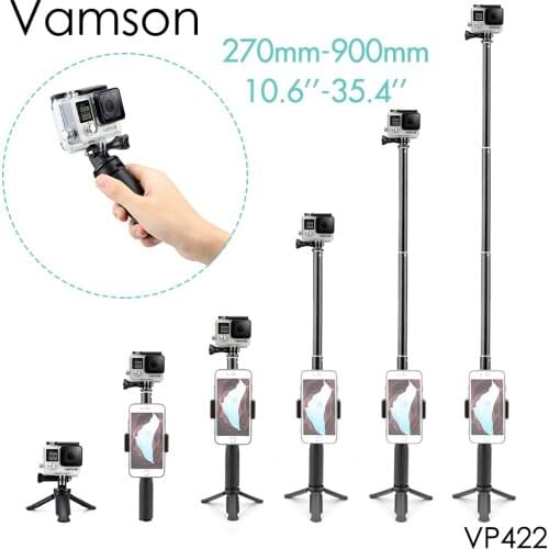 Vamson for Gopro Hero 7 6 5 Tripod Monopod Adjustable Selfie Stick for Phone for GoPro accessories for Xiaomi Yi SJCAM VP422