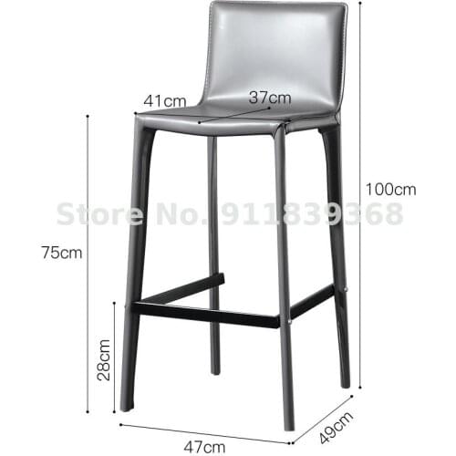 Nordic Luxury Bar Chair Saddle Leather Bar Chair Modern Simple Home Back High Stool Cafe Bar Stool