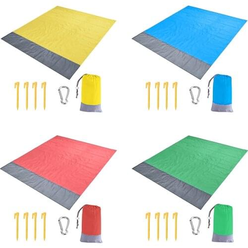 2x1.4m Waterproof Pocket Beach Blanket Folding Camping Mat Mattress Portable Lightweight Mat Outdoor Picnic Mat Sand Beach Mat