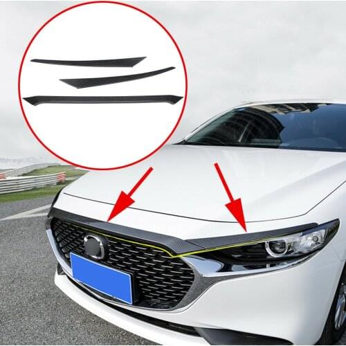 Carbon Fiber Engine Hood Grill Insert Bumper Bonnet Strips Cover Trim Fit For Mazda 3 Axela 2019 2020 Protector Accessories