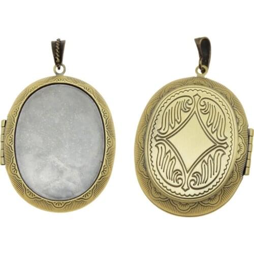 GraceAngie 1PC Vintage Style Antique Bronze Color Copper Made Oval Shape High Quality Cage Locket Memory Photo Pendant Jewelry