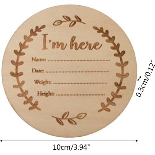 24BE Wooden Milestone Cards Growth Commemorative Handmade Baby Birth Monthly Recording Card Newborn Infants Shower Gifts