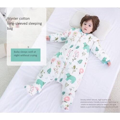 26/5000 Baby split leg sleeping bag boys and girls gender-neutral winter thick style with foot kick by children pajamas