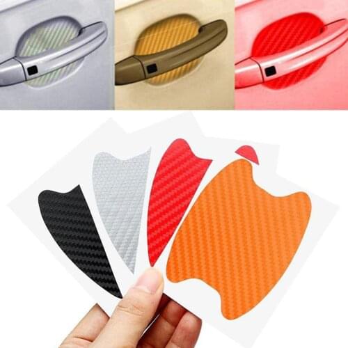 4pcs/set Car Handle Protection Sticker Universal Invisible Car Carbon Fiber Adhesive Sticker Scratches Resistant Sticker