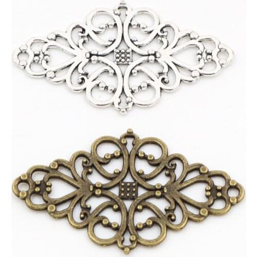 41x25mm 10pcs Antique Bronze and Antique Silver Plated Flower Style Connector Handmade Charms Pendant:DIY for bracelet necklace