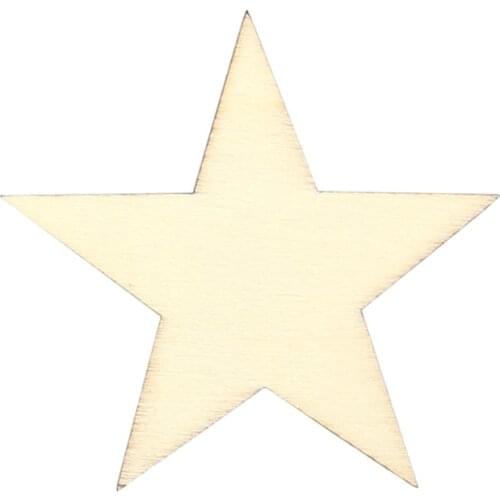 50pcs/lot) 80mm string hanging natural plywood Christmas party star tags wooden wood decorations star 017001079
