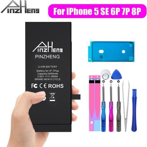 PINZHENG 3400 mAh High Capacity Battery For iPhone 5 SE 6 7 8 Plus Replacement Bateria For iPhone 6 7 8 Plus Phone Batteries