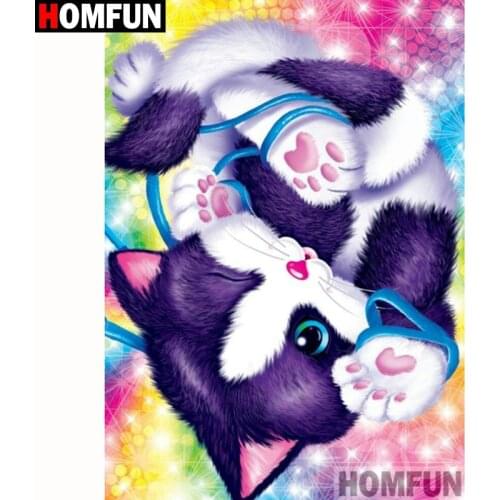 HOMFUN Full Square/Round Drill 5D DIY Diamond Painting "Cartoon cat" Embroidery Cross Stitch 5D Home Decor Gift A18256