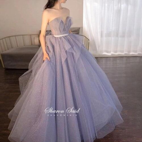 Glitter Sequin Tulle Blue Evening Dress A-line Sweetheart Ruffles Long Sweet 16 Dresses 2021 Quinceanera Birthday Party Gowns