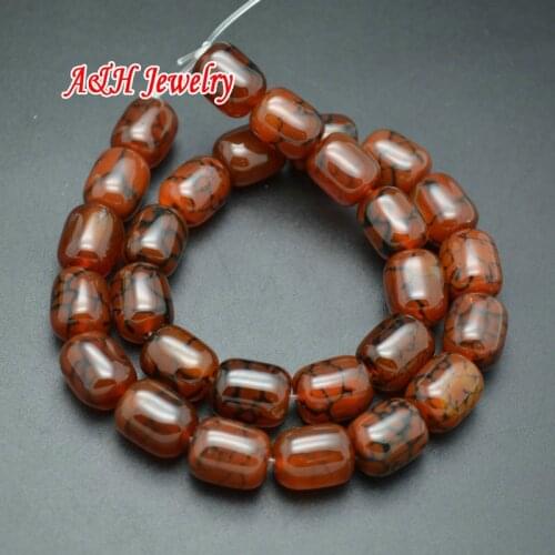 5PCs New Red Color Dragon Veins Fire Stone Barrel Shape Beads 10x13mm For Bracelet Making Materials 5pc/lot