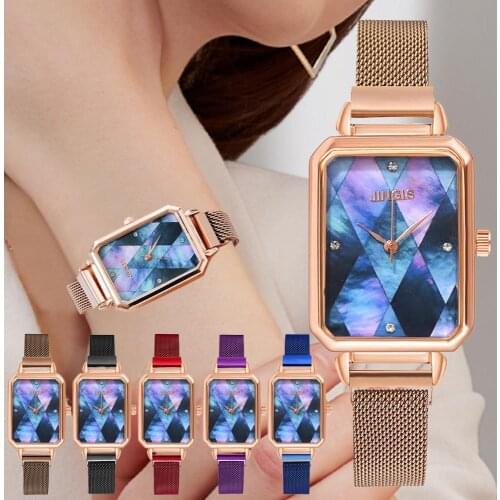 Women Square For Watch Luxury Ladies Quartz Magnet Buckle Gradient Color Watches Relogio Feminino Gift Clocks Orologio Donna