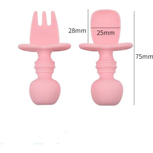 Baby Silicone Licking Fork Spoon Baby Training Predator Fork Spoon Short Handle Learn To Molar Artifact Silicone Soft Fork Spoon