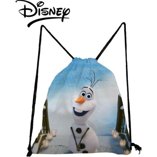 Disney Frozen Backpack Snowman Cartoon Drawstring Bags Blue Child Mini School Bag Eco Shoe Pocket Storage Bag Custom Pattern