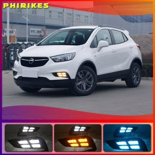 1 set For Buick Encore Opel Mokka 2017 2018 12V ABS LED DRL Daytime Running Lights Daylight With Turn Yellow Signal