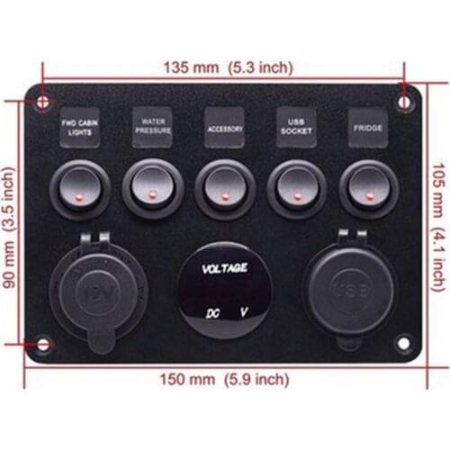 Dual USB Socket Charger 4.2A LED Voltmeter 12V Power Toggle Switch Panel