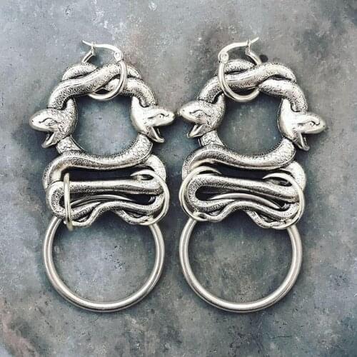 Double Serpent Hoops / Snake Earrings / Snake Pendant / Chunky Earrings / Animal Jewelry