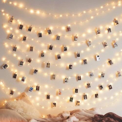 2m/3m/5m Home Decoration String Lights Photo Clip String Lights Led Usb Outdoor Battery Operated Garland With Clothespins