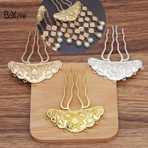BoYuTe (5 Pieces/Lot) 69*29MM Alloy Flower Welding 65*35MM Hair Comb Materials Diy Ancient Hair Accessories