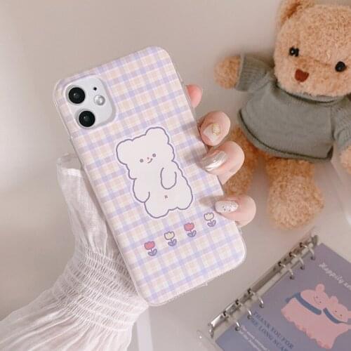 INS Cartoon Bear Soft Silicone Phone Case For iPhone 11 12 Pro Max Mini XR XS Max 7 8 Plus SE 2020 Cute Phone Cover Accessories